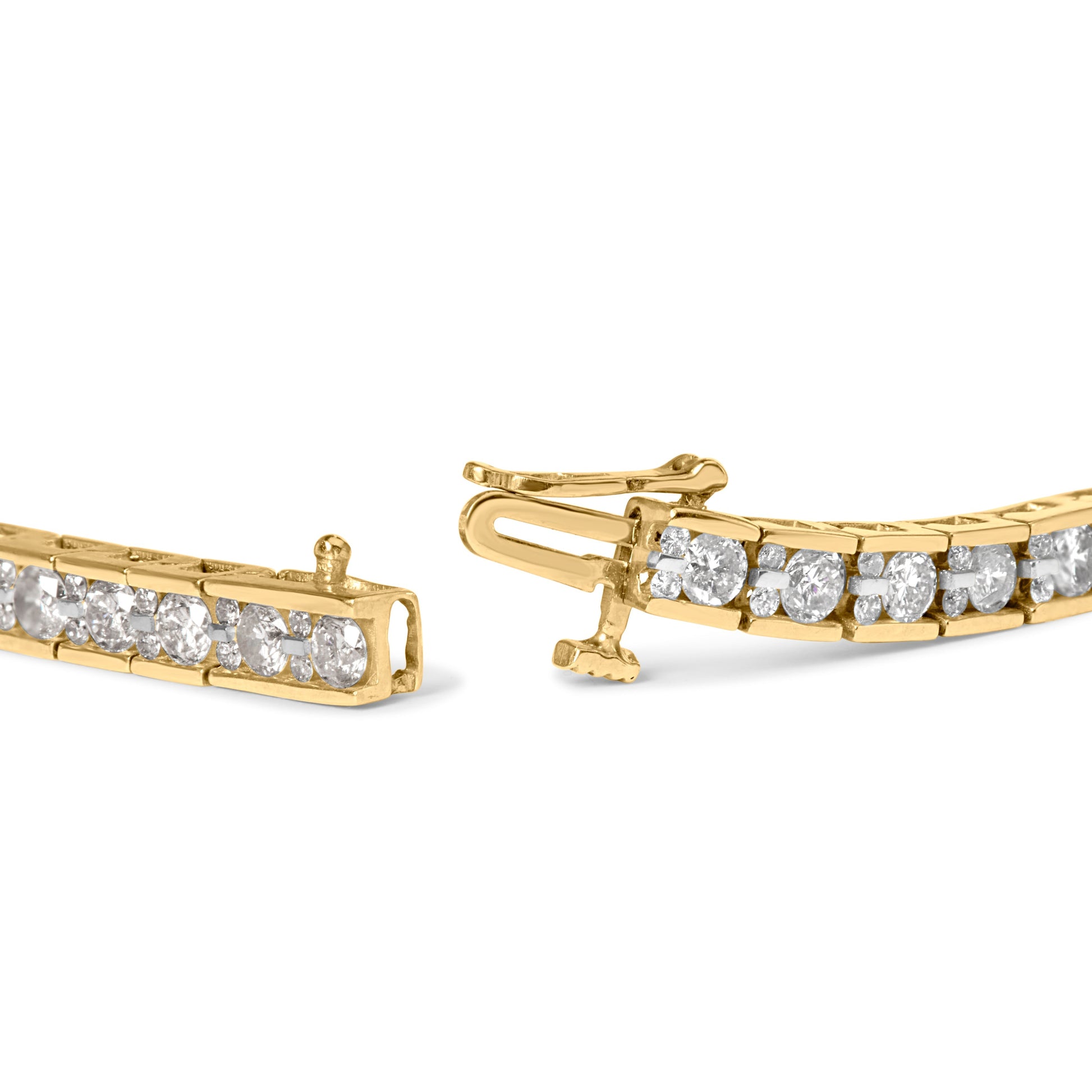 10K Yellow Gold 4.00 Cttw Channel Set Round Diamond Tennis 7" Bracelet (J-K Color, I1-I2 Clarity) Bids.com