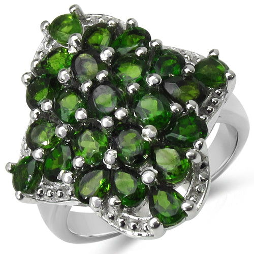 3.73 Carat Genuine Chrome Diopside .925 Sterling Silver Ring Bids.com