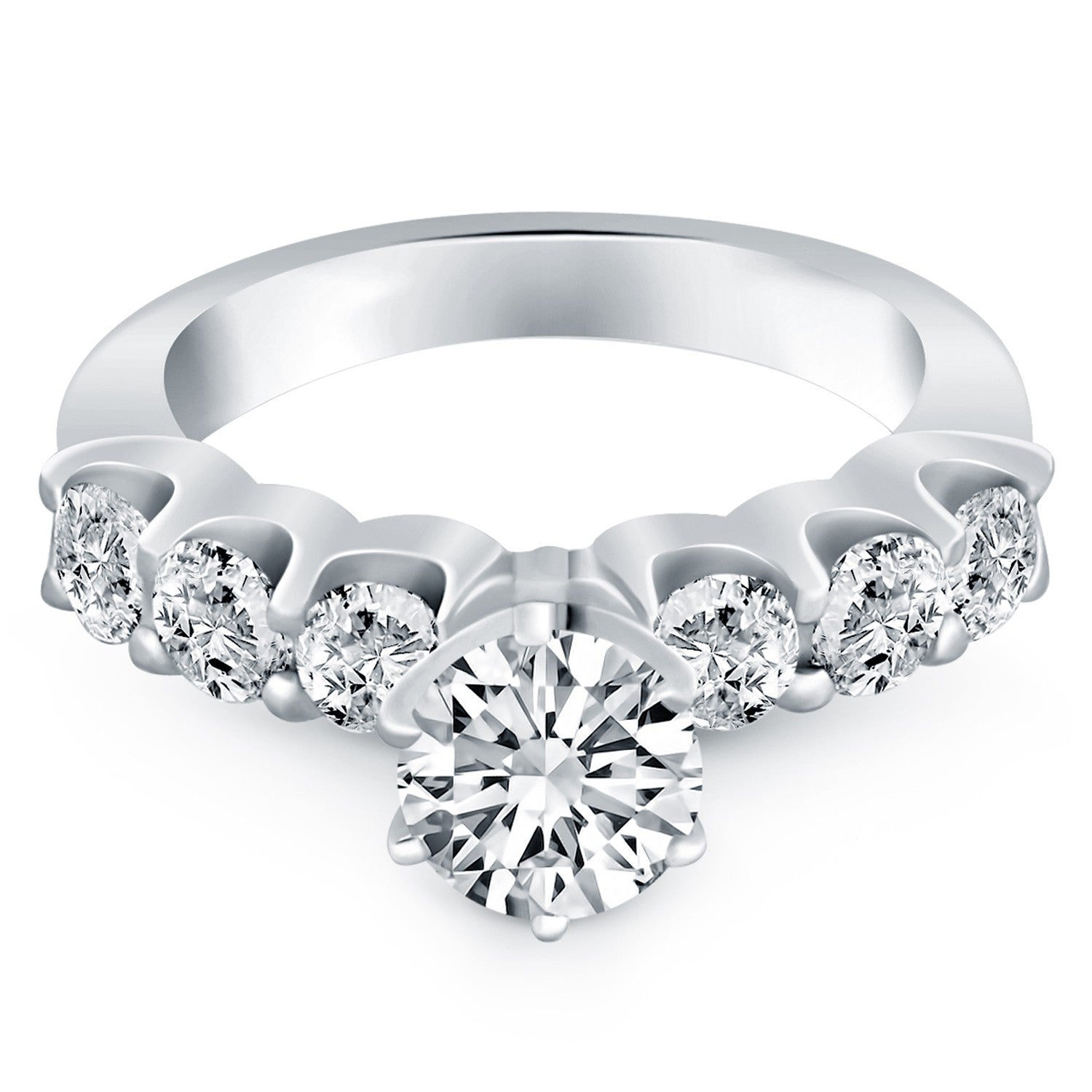 14k White Gold Shared Prong Diamond Engagement Ring Bids.com