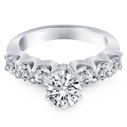 14k White Gold Shared Prong Diamond Engagement Ring Bids.com