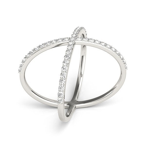 14k White Gold X Style Thin Ring with Diamonds (1/2 cttw) Bids.com