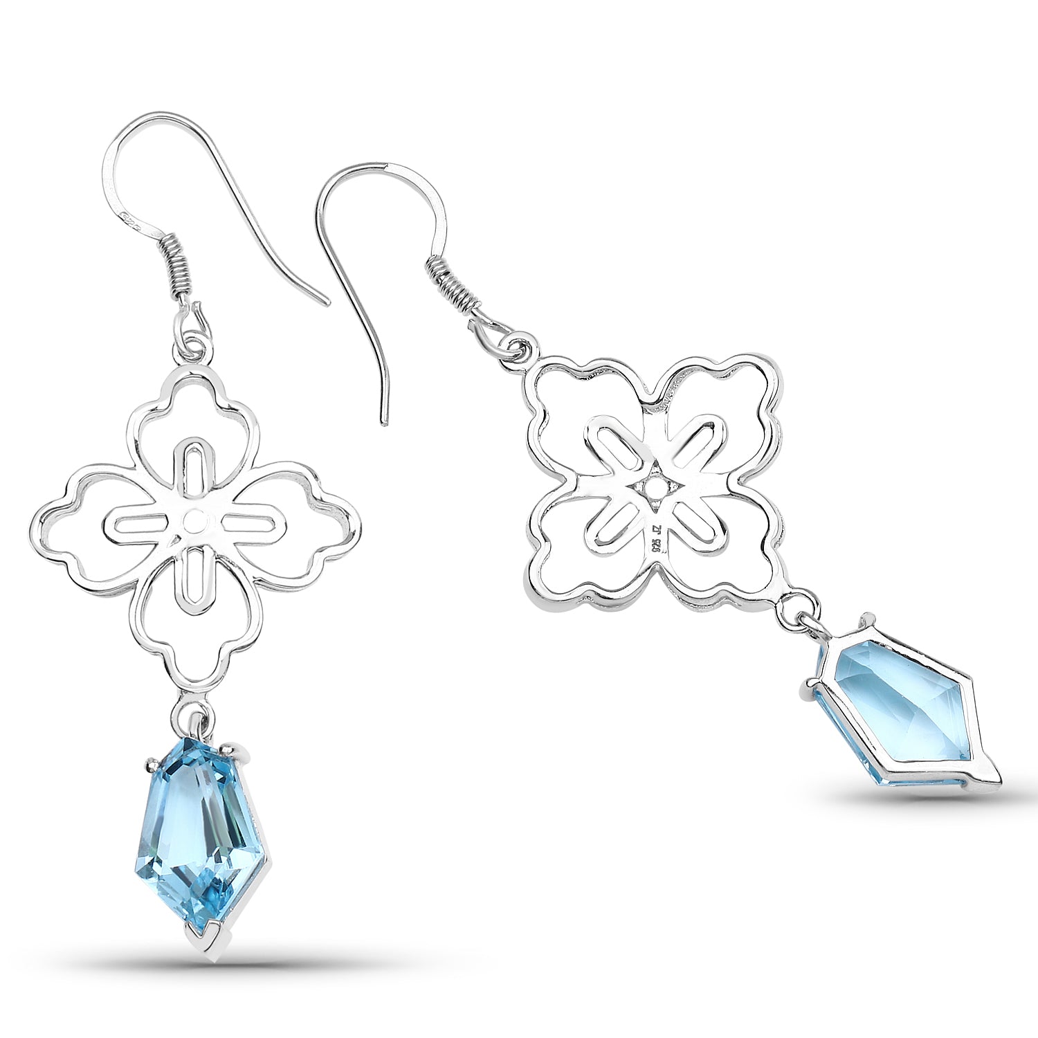 12.14 Carat Genuine Swiss Blue Topaz .925 Sterling Silver Earrings Bids.com