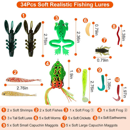 94-Piece: Fishing Lures Kit Soft Plastic Fishing Baits Set DailySale