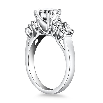 14k White Gold Five Stone Diamond Trellis Engagement Ring Bids.com