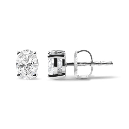 14K White Gold 2.0 Cttw Prong Set Lab Grown Oval Diamond Solitaire Stud Earring (F-G Color, VS1-VS2 Clarity) Bids.com