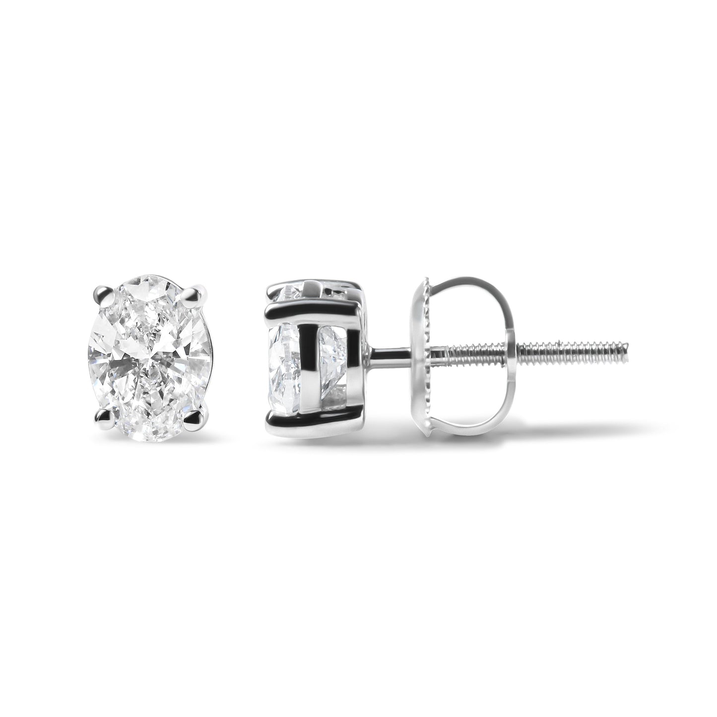 14K White Gold 3/4 Cttw Oval Shape Lab Grown Diamond Solitaire Stud Earrings (F-G Color, VS1-VS2 Clarity) Bids.com