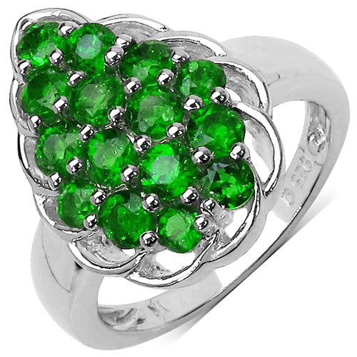 1.71 Carat Genuine Chrome Diopside .925 Sterling Silver Ring Bids.com