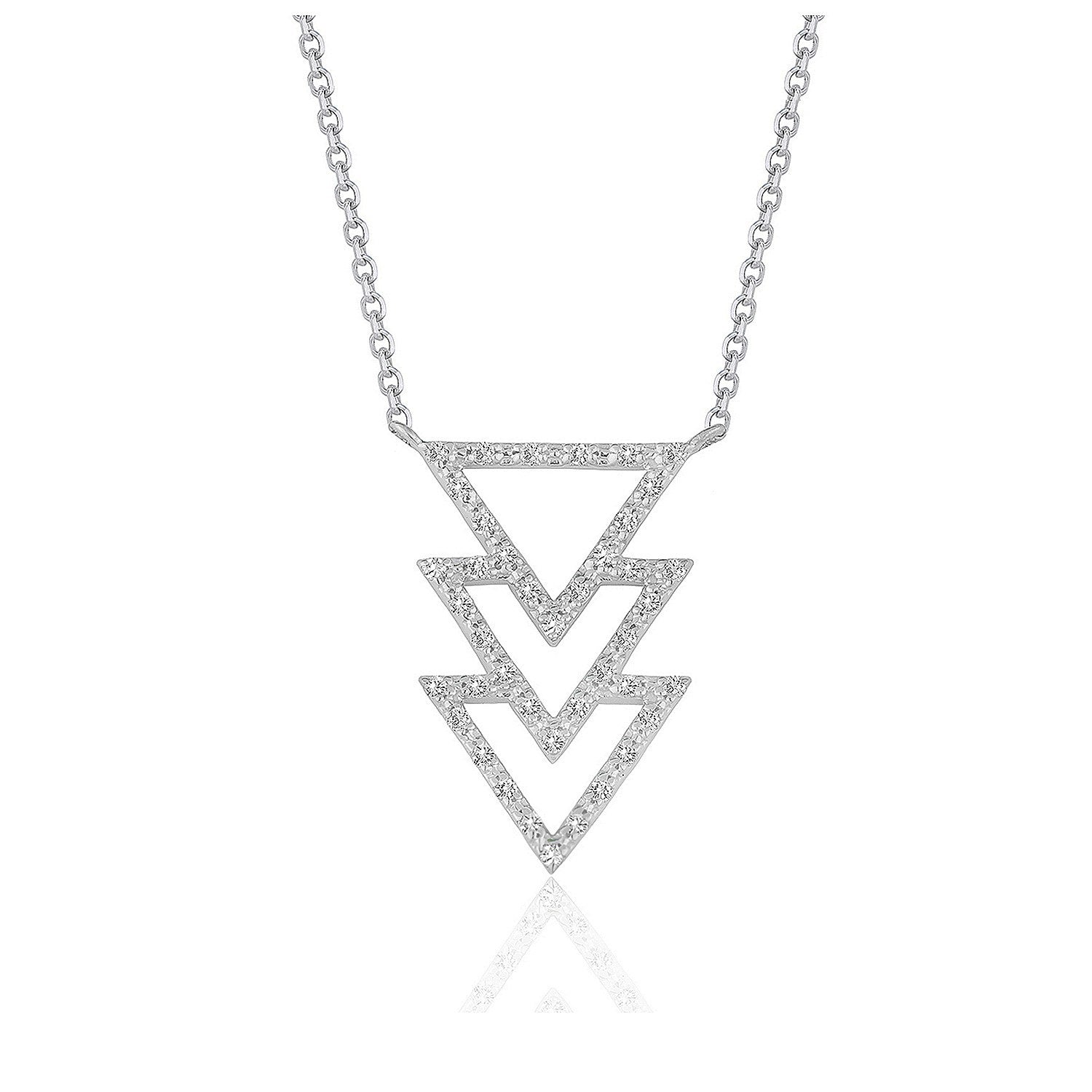 Triple Triangle Pendant with Diamonds in 14k White Gold (1/5 cttw) Bids.com