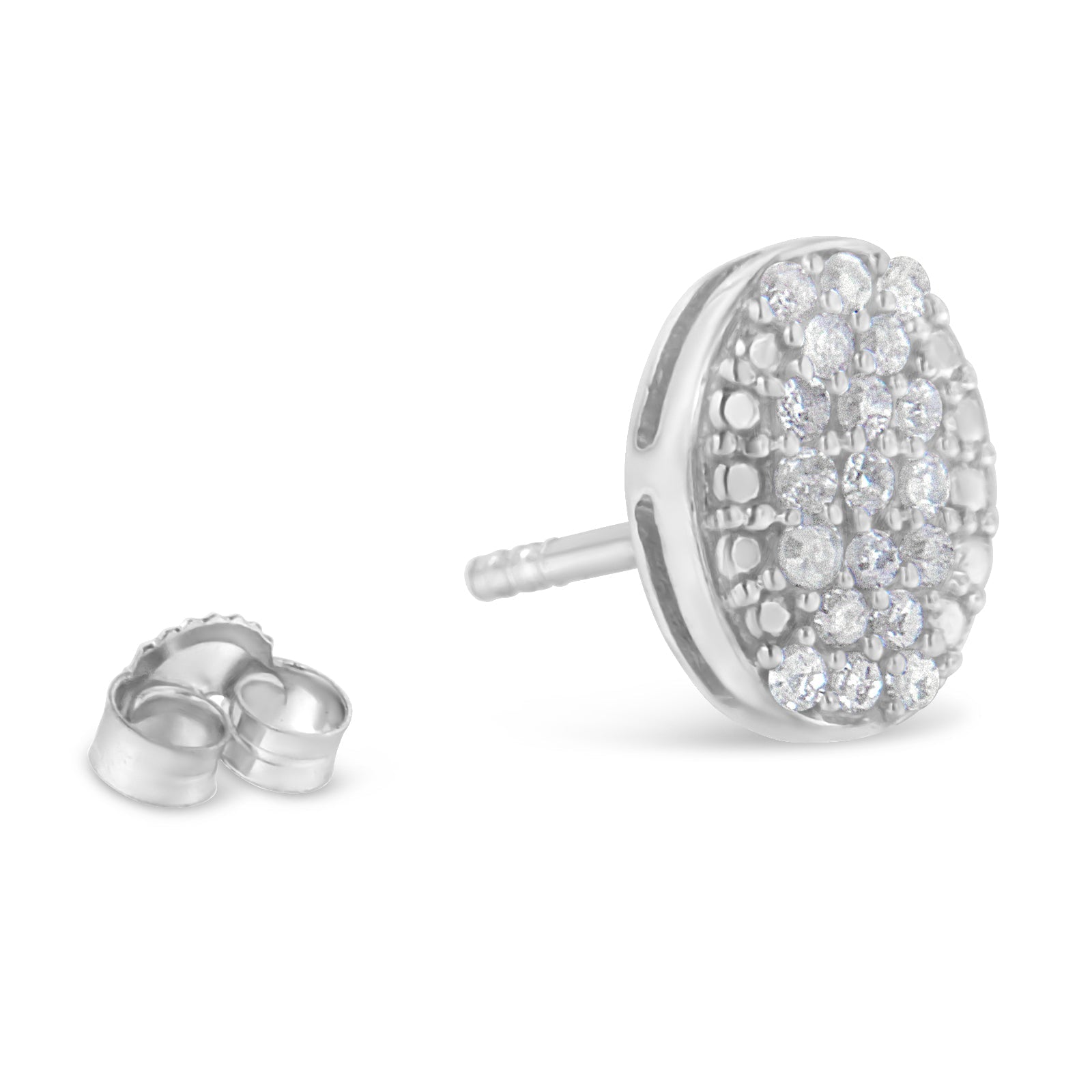 Sterling Silver Round Diamond Oval Cluster Earrings (1/2 cttw, I-J Color, I2-I3 Clarity) Bids.com