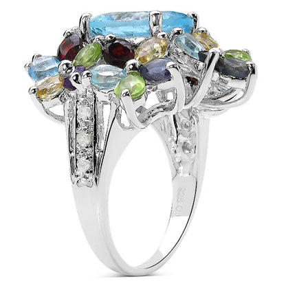 10.34 Carat Genuine Multi Stone .925 Sterling Silver Ring Bids.com