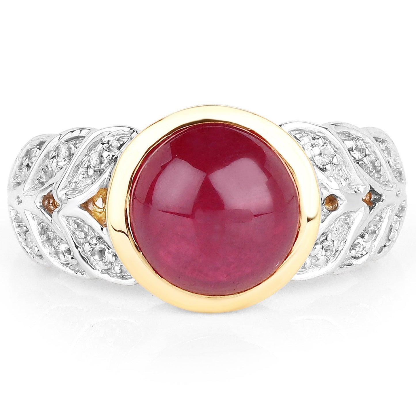 5.11 Carat Glass Filled Ruby and White Topaz .925 Sterling Silver Ring Bids.com