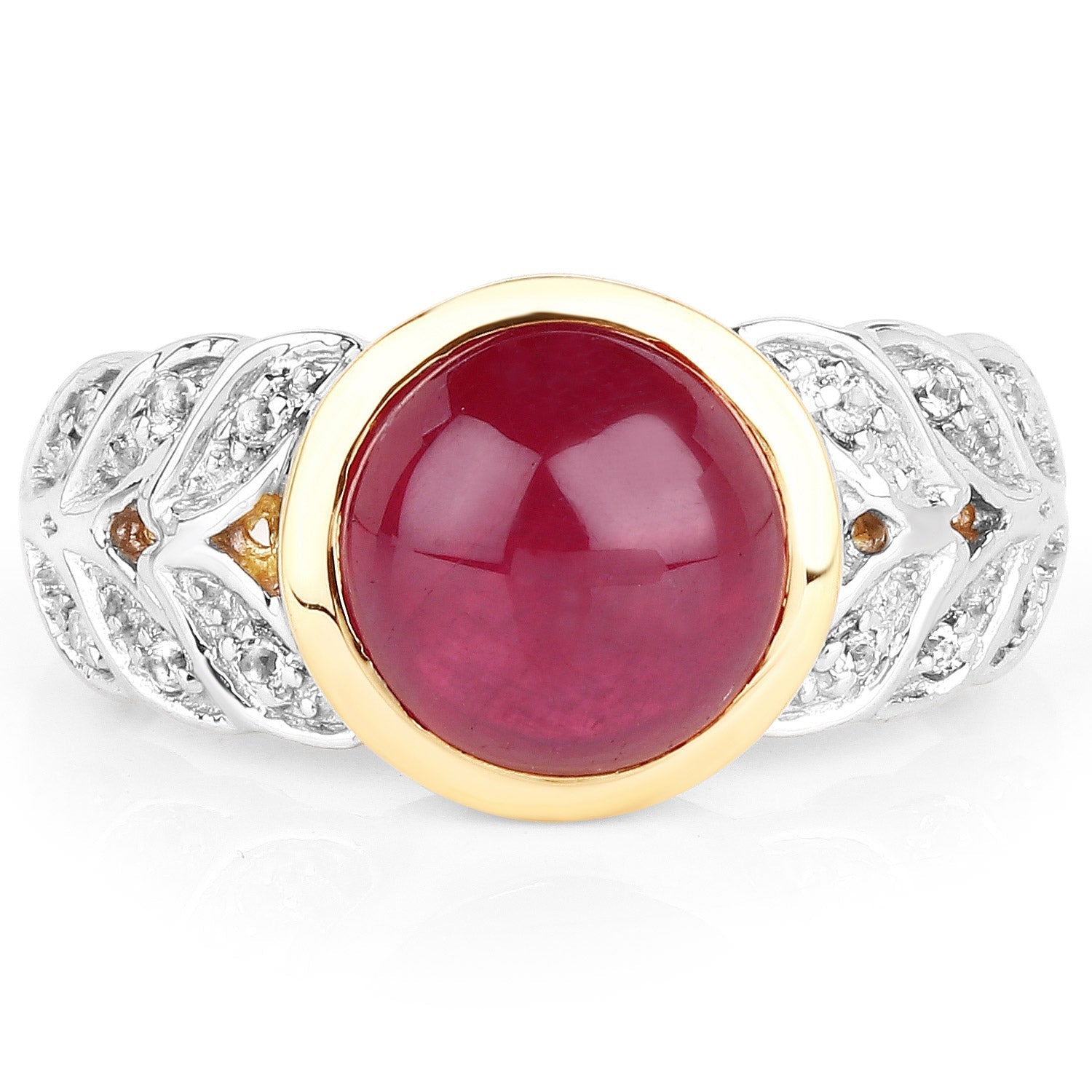 5.11 Carat Glass Filled Ruby and White Topaz .925 Sterling Silver Ring Bids.com
