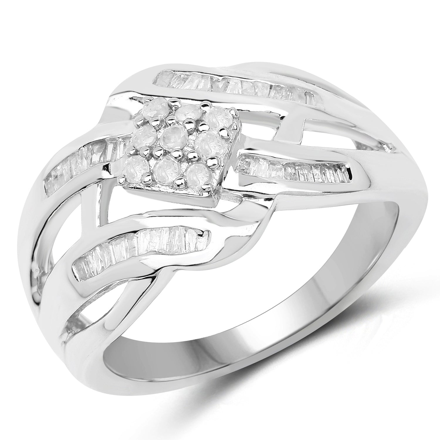 0.62 Carat Genuine White Diamond .925 Sterling Silver Ring Bids.com