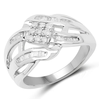 0.62 Carat Genuine White Diamond .925 Sterling Silver Ring Bids.com