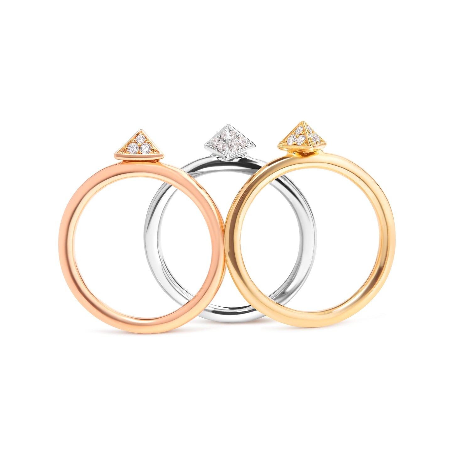 14K Tri Color Gold 1/3 Cttw Diamond Pyramid Stackable Band Ring Set (G-H Color, SI1-SI2 Clarity) - Size 7 Bids.com