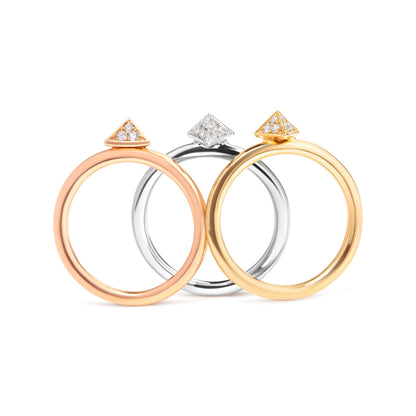 14K Tri Color Gold 1/3 Cttw Diamond Pyramid Stackable Band Ring Set (G-H Color, SI1-SI2 Clarity) - Size 7 Bids.com