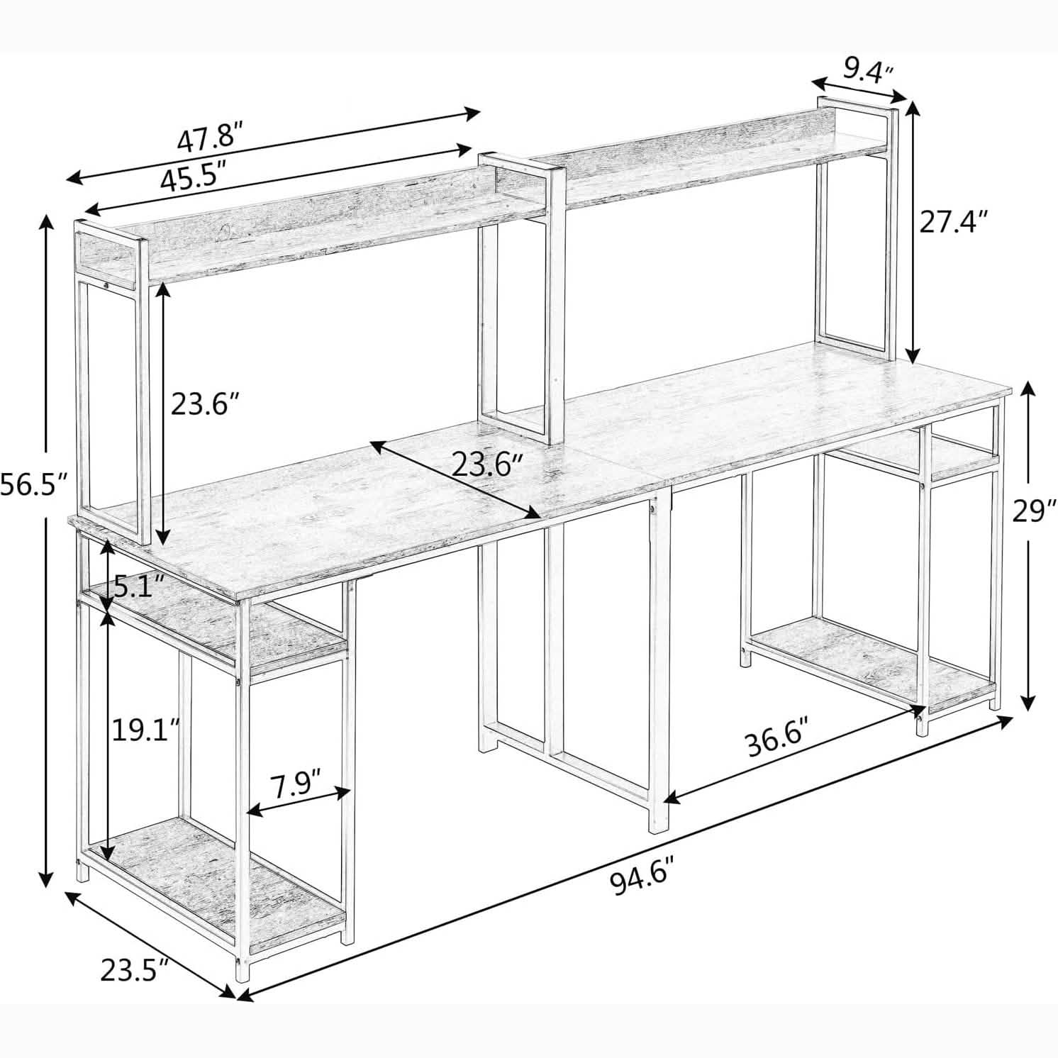 94.6 Inch Modern Two Person Computer Desk DailySale