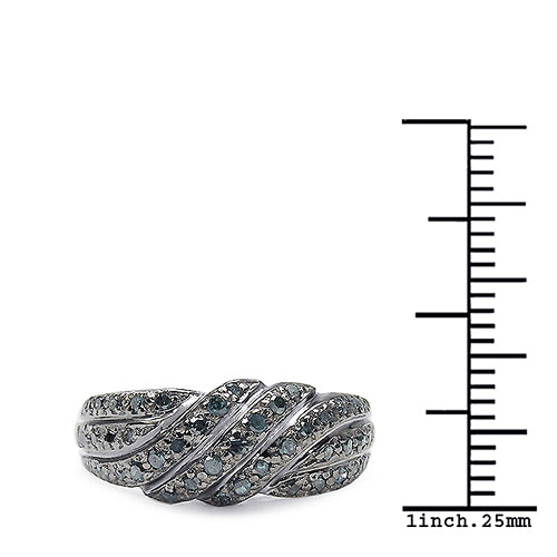 0.36 Carat Genuine Blue Diamond .925 Sterling Silver Ring Bids.com