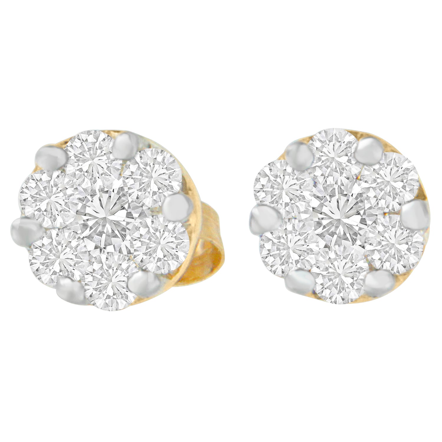 14K Yellow Gold 3/4 cttw Round Cut Diamond Stud Earring (I-J, SI2-I1) Bids.com