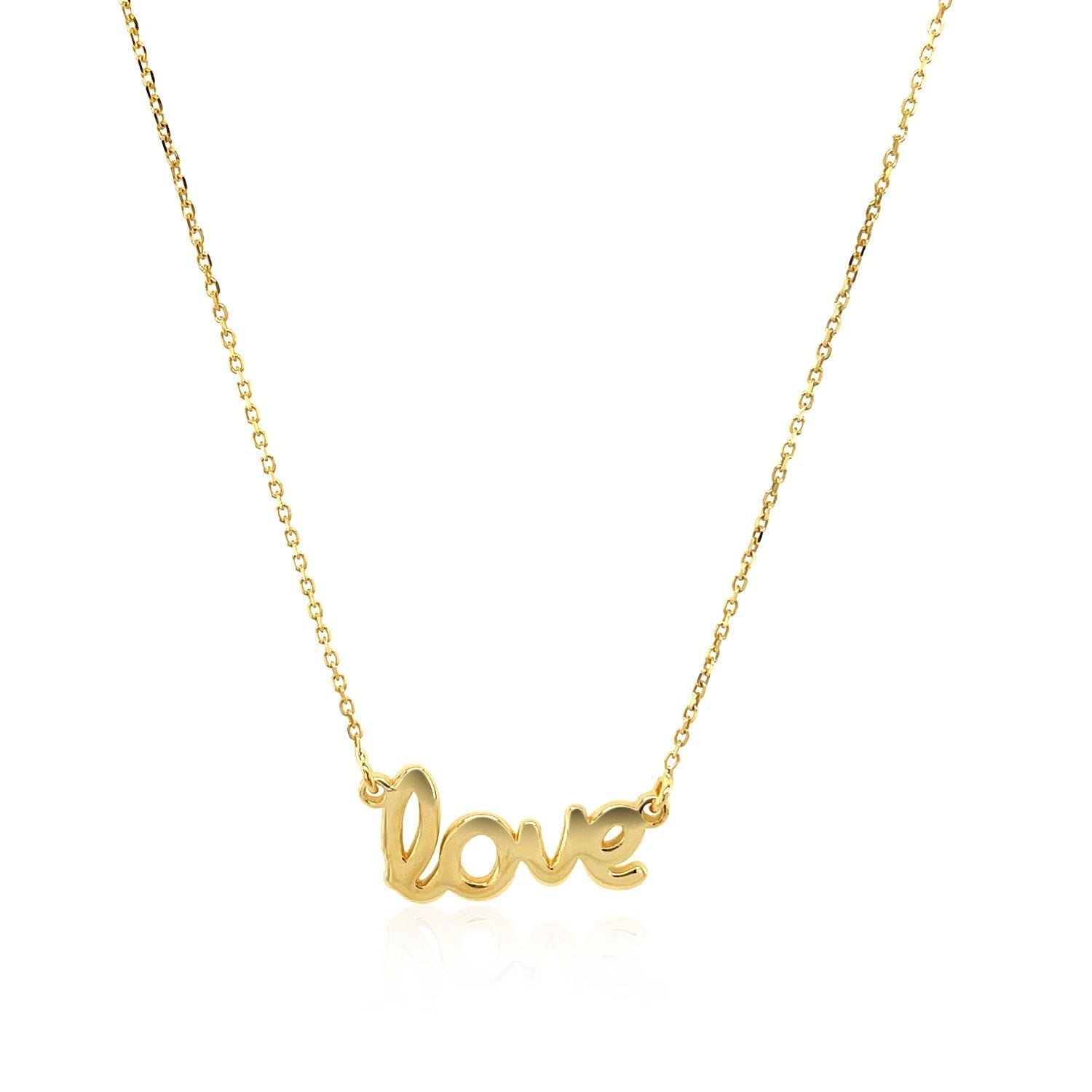14k Yellow Gold Script LOVE Necklace Bids.com