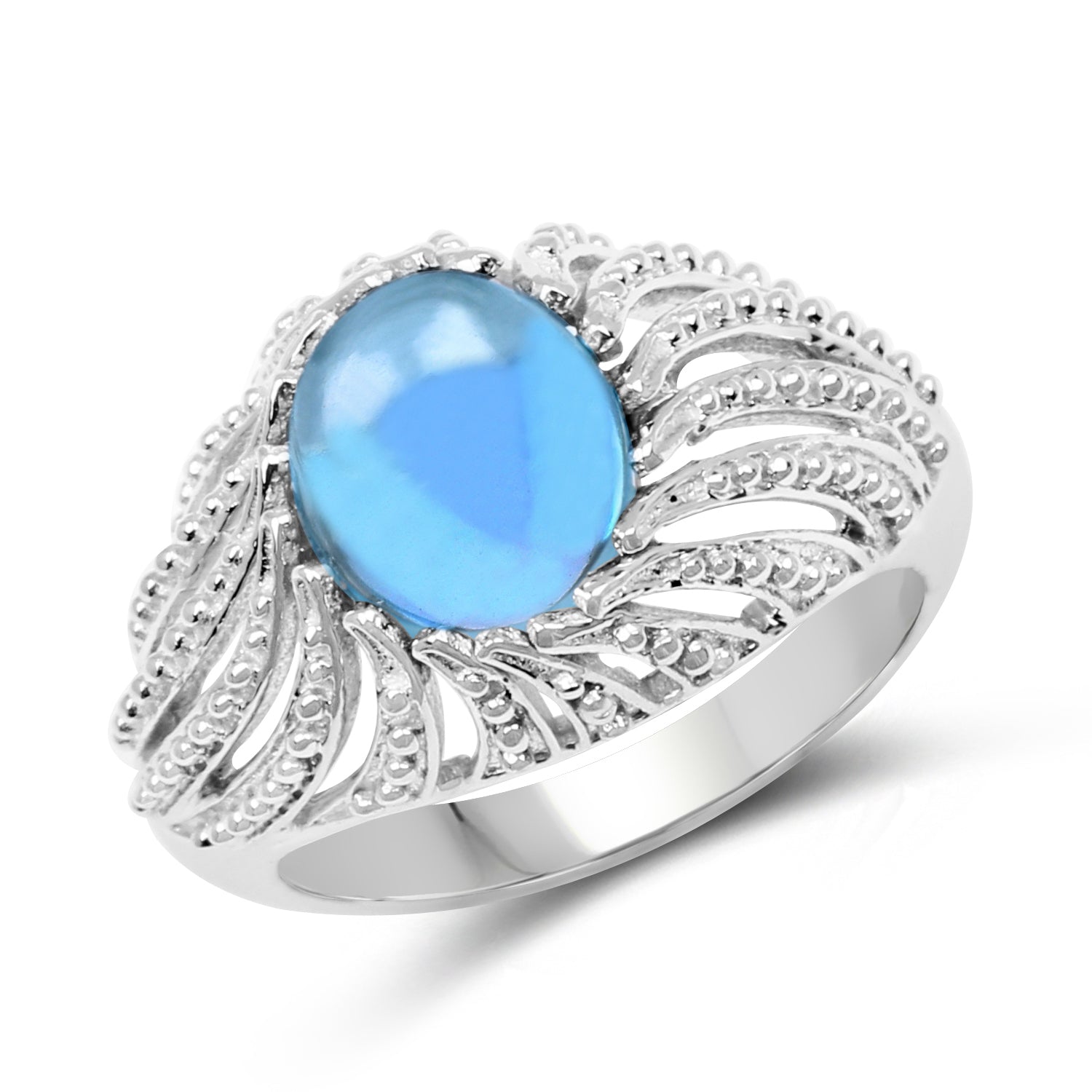 3.65 Carat Genuine Swiss Blue Topaz .925 Sterling Silver Ring Bids.com