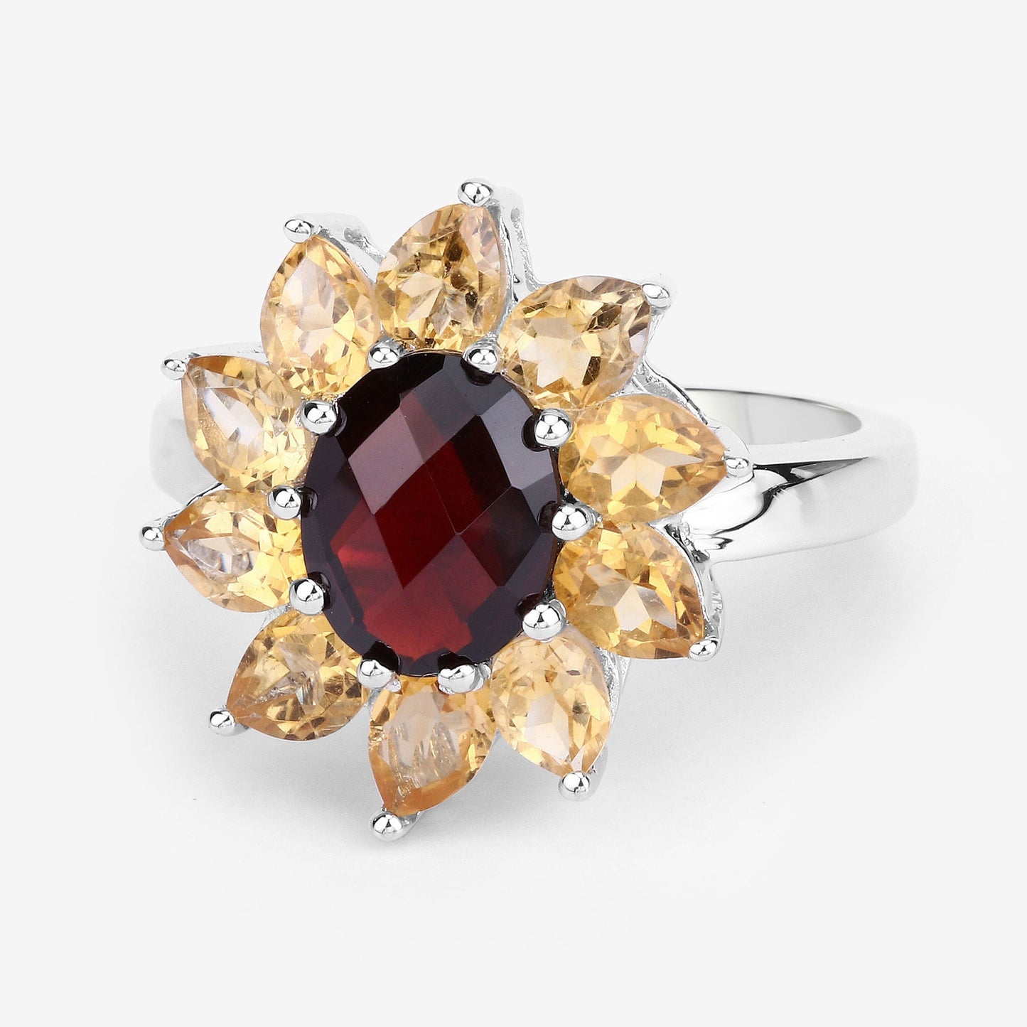 5.50 Carat Genuine Garnet and Citrine .925 Sterling Silver Ring Bids.com