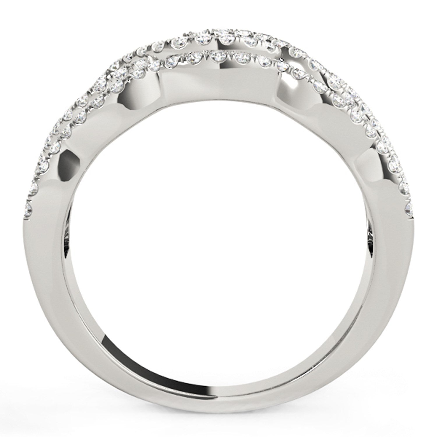 Diamond Studded Ring with Four Curves in 14k White Gold (5/8 cttw) Bids.com