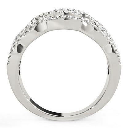 Diamond Studded Ring with Four Curves in 14k White Gold (5/8 cttw) Bids.com