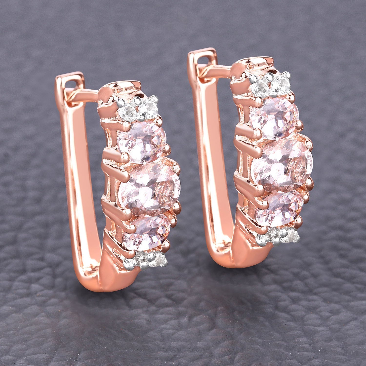 1.32 Carat Genuine Morganite and White Topaz .925 Sterling Silver Earrings Bids.com