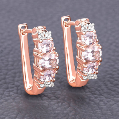 1.32 Carat Genuine Morganite and White Topaz .925 Sterling Silver Earrings Bids.com