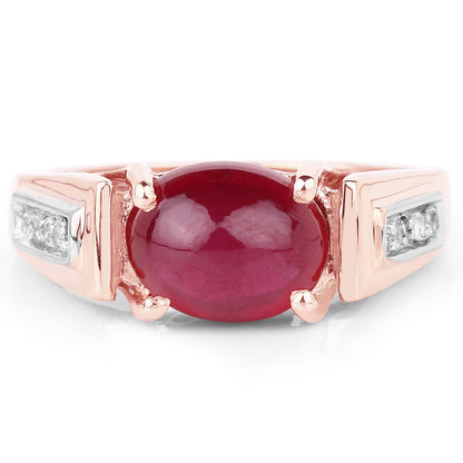 14K Rose Gold Plated 4.71 Carat Genuine Glass Filled Ruby and White Topaz .925 Sterling Silver Ring Bids.com