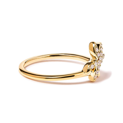 10K Yellow Gold 1/10 Cttw Diamond  Palm Tree Statement Ring (H-I Color, I1-I2 Clarity) - Ring Size 7 Bids.com