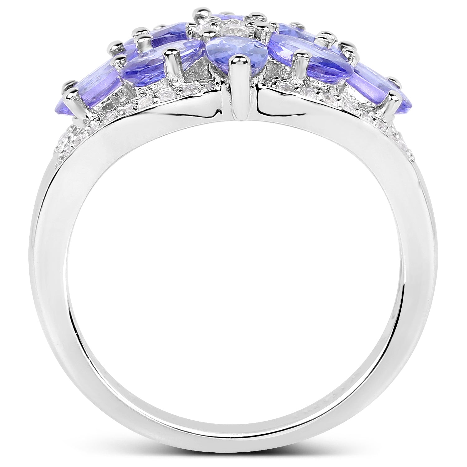 2.27 Carat Genuine Tanzanite and White Zircon .925 Sterling Silver Ring Bids.com