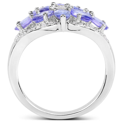 2.27 Carat Genuine Tanzanite and White Zircon .925 Sterling Silver Ring Bids.com