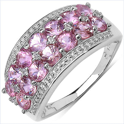 2.00 Carat Genuine Pink Sapphire & White Topaz .925 Sterling Silver Ring Bids.com