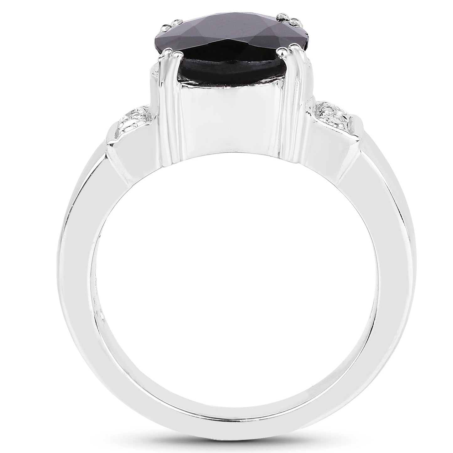5.29 Carat Genuine Black Sapphire and White Topaz .925 Sterling Silver Ring Bids.com