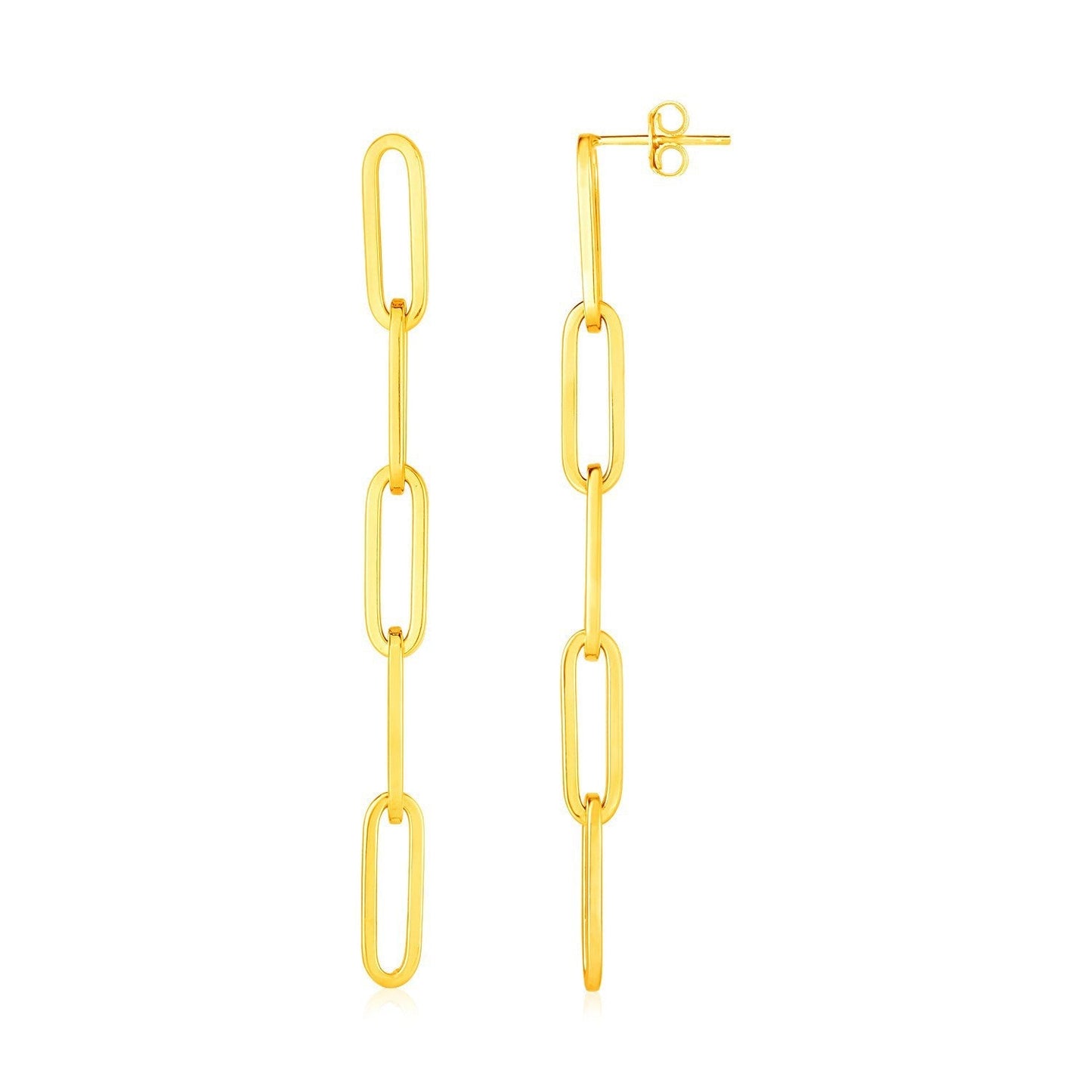14K Yellow Gold Five Link Paperclip Chain Earrings Bids.com