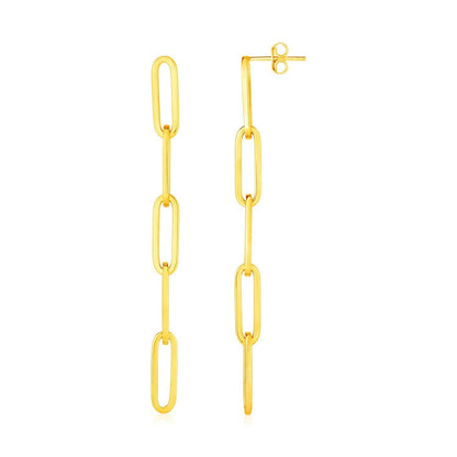14K Yellow Gold Five Link Paperclip Chain Earrings Bids.com