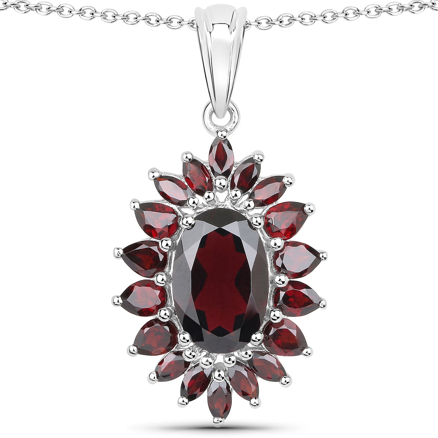 20.24 Carat Genuine Garnet .925 Sterling Silver 3 Piece Jewelry Set (Ring, Earrings, and Pendant w/ Chain) Bids.com