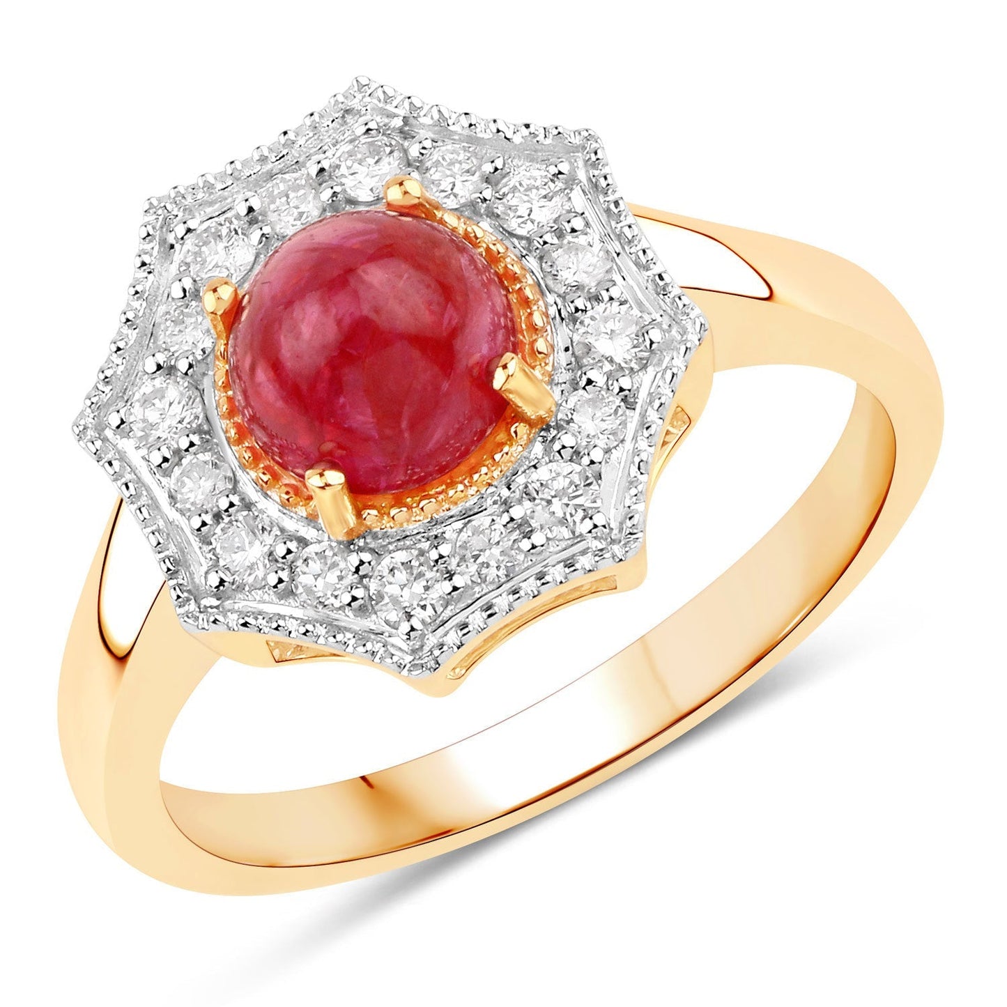 2.01 Carat Genuine Ruby and White Diamond 14K Yellow Gold Ring Bids.com