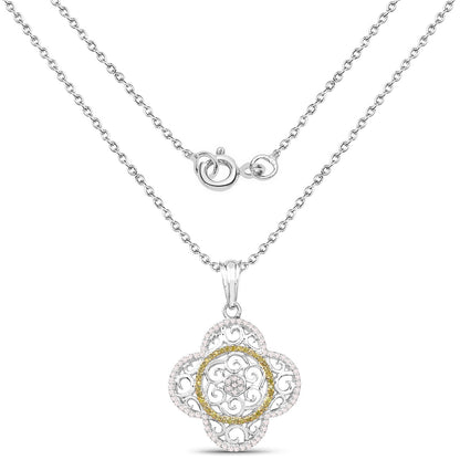 0.57 Carat Genuine White Diamond and Yellow Diamond .925 Sterling Silver Pendant Bids.com
