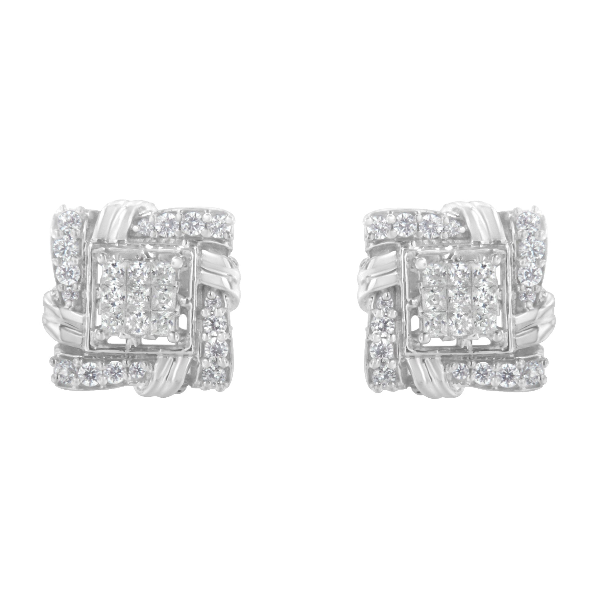 .925 Sterling Silver 1/2 Cttw Round-Cut Diamond Stud Earrings (I-J Color, I1-I2 Clarity) Bids.com