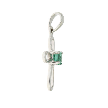 .19ct Emerald Cross Religious Pendant 10KT White Gold Bids.com