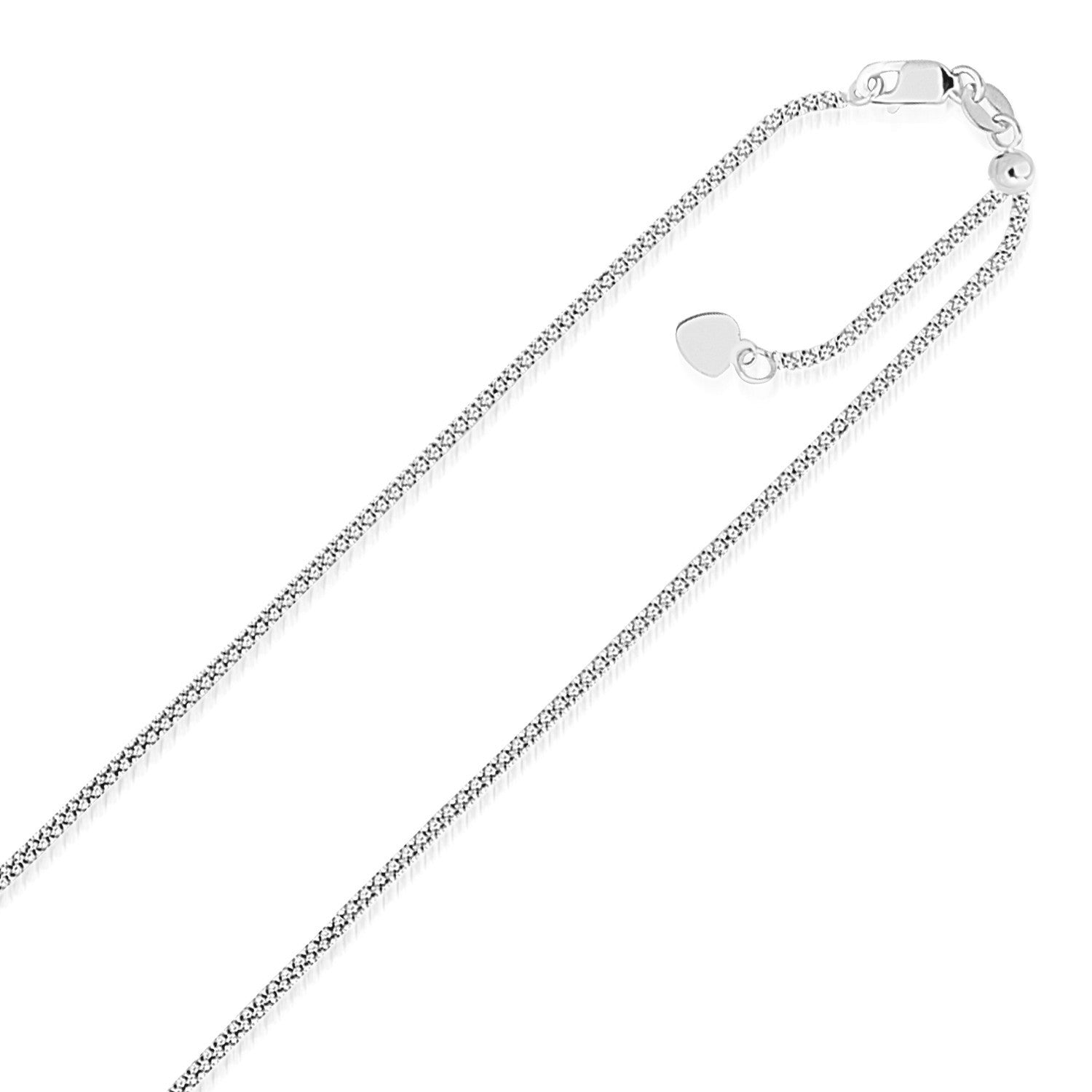 14k White Gold Adjustable Popcorn Chain 1.3mm Bids.com