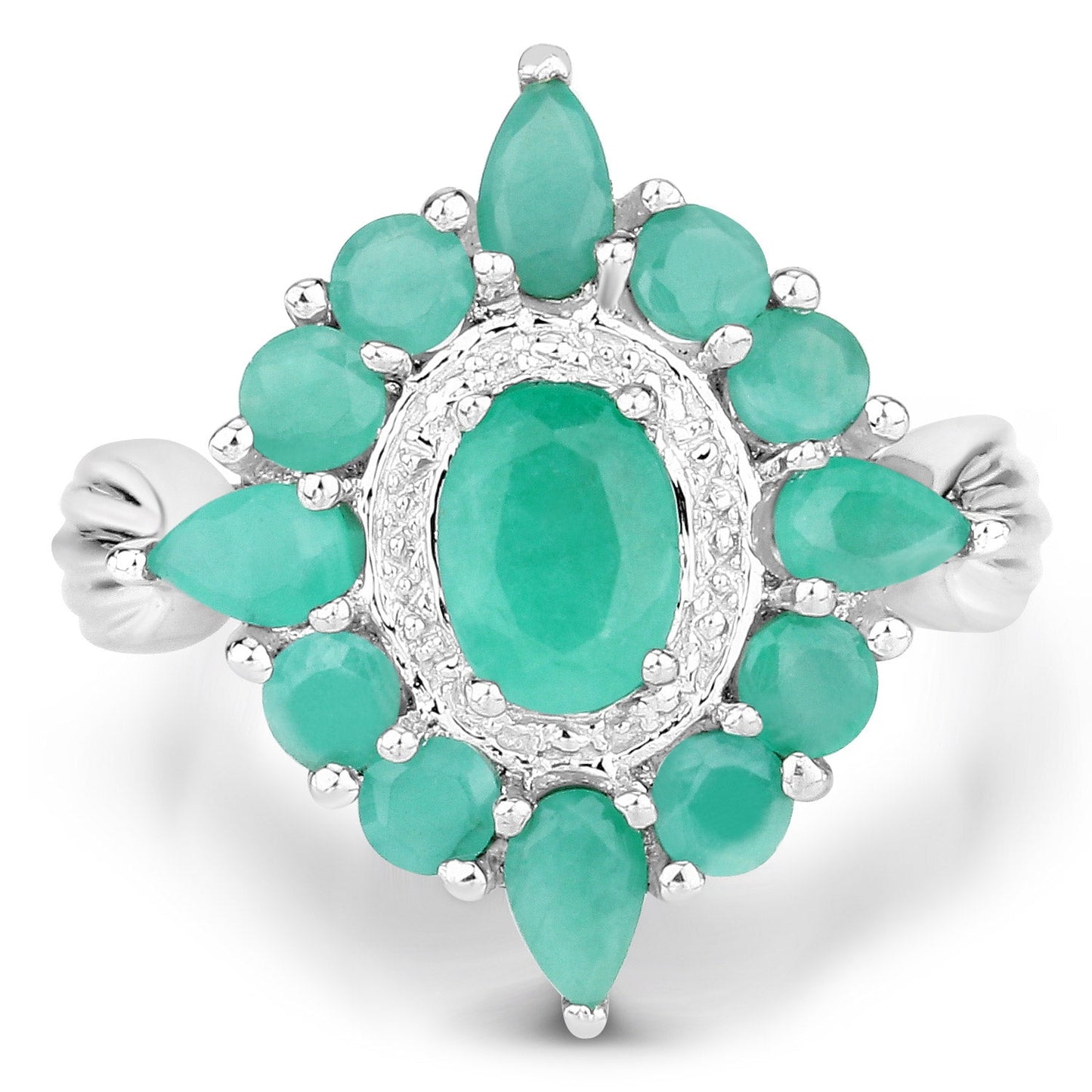 2.37 Carat Genuine Emerald .925 Sterling Silver Ring Bids.com