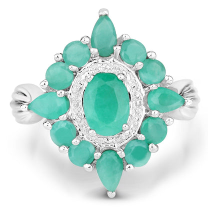 2.37 Carat Genuine Emerald .925 Sterling Silver Ring Bids.com