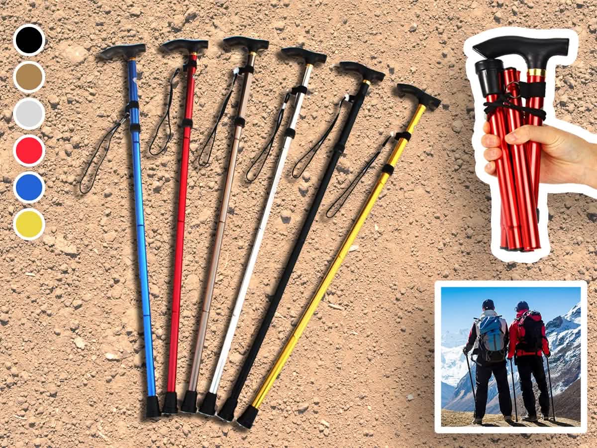 Portable Aluminum Folding Walking Travel Stick Cane DailySale