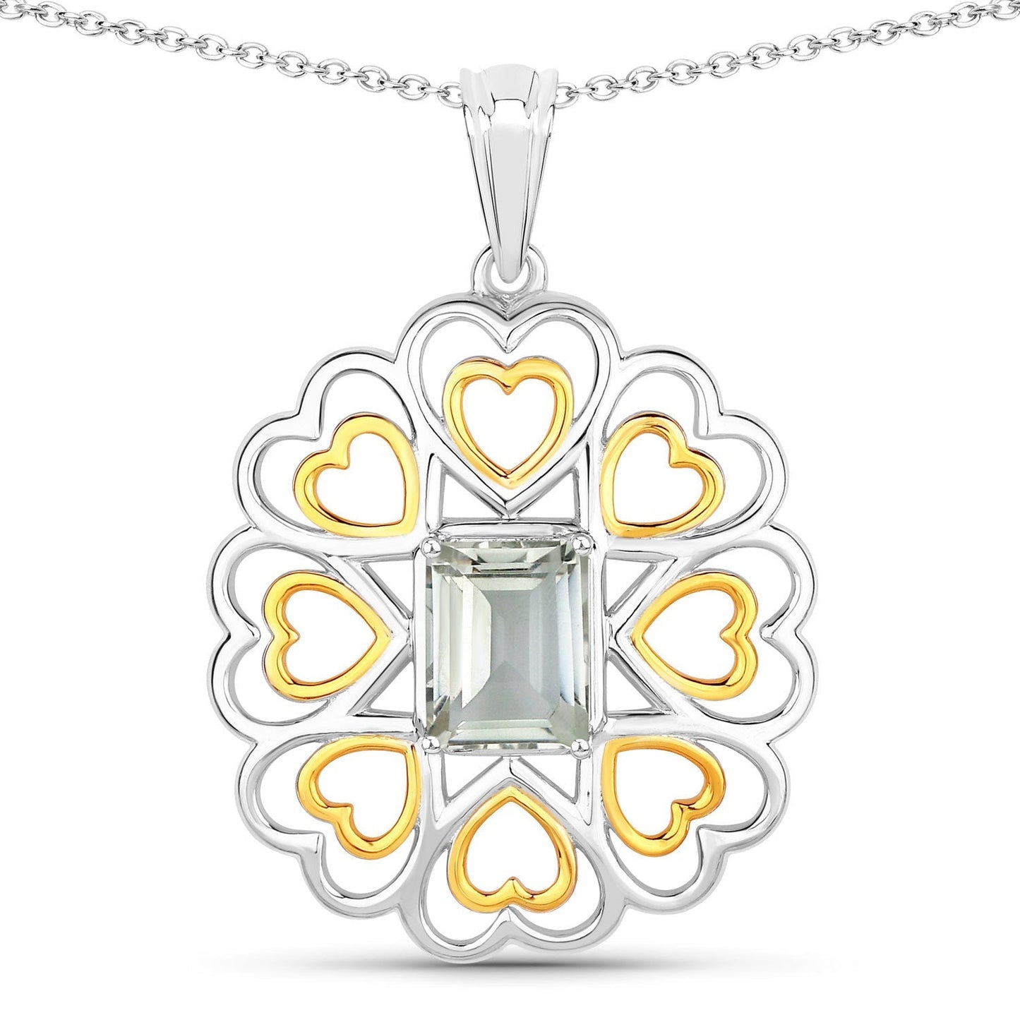 2.10 Carat Genuine Green Amethyst .925 Sterling Silver Pendant Bids.com