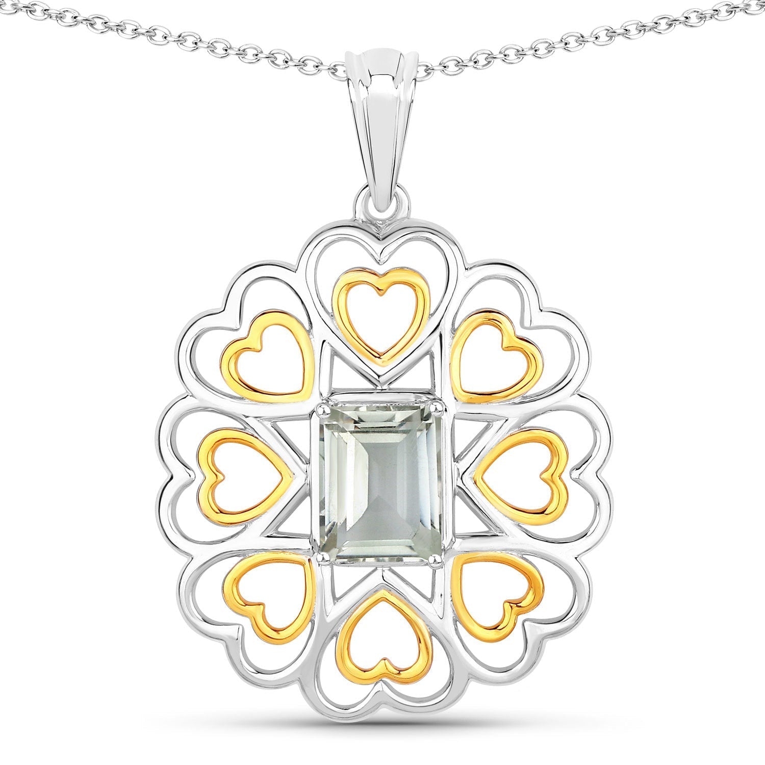 2.10 Carat Genuine Green Amethyst .925 Sterling Silver Pendant Bids.com