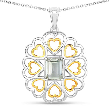 2.10 Carat Genuine Green Amethyst .925 Sterling Silver Pendant Bids.com